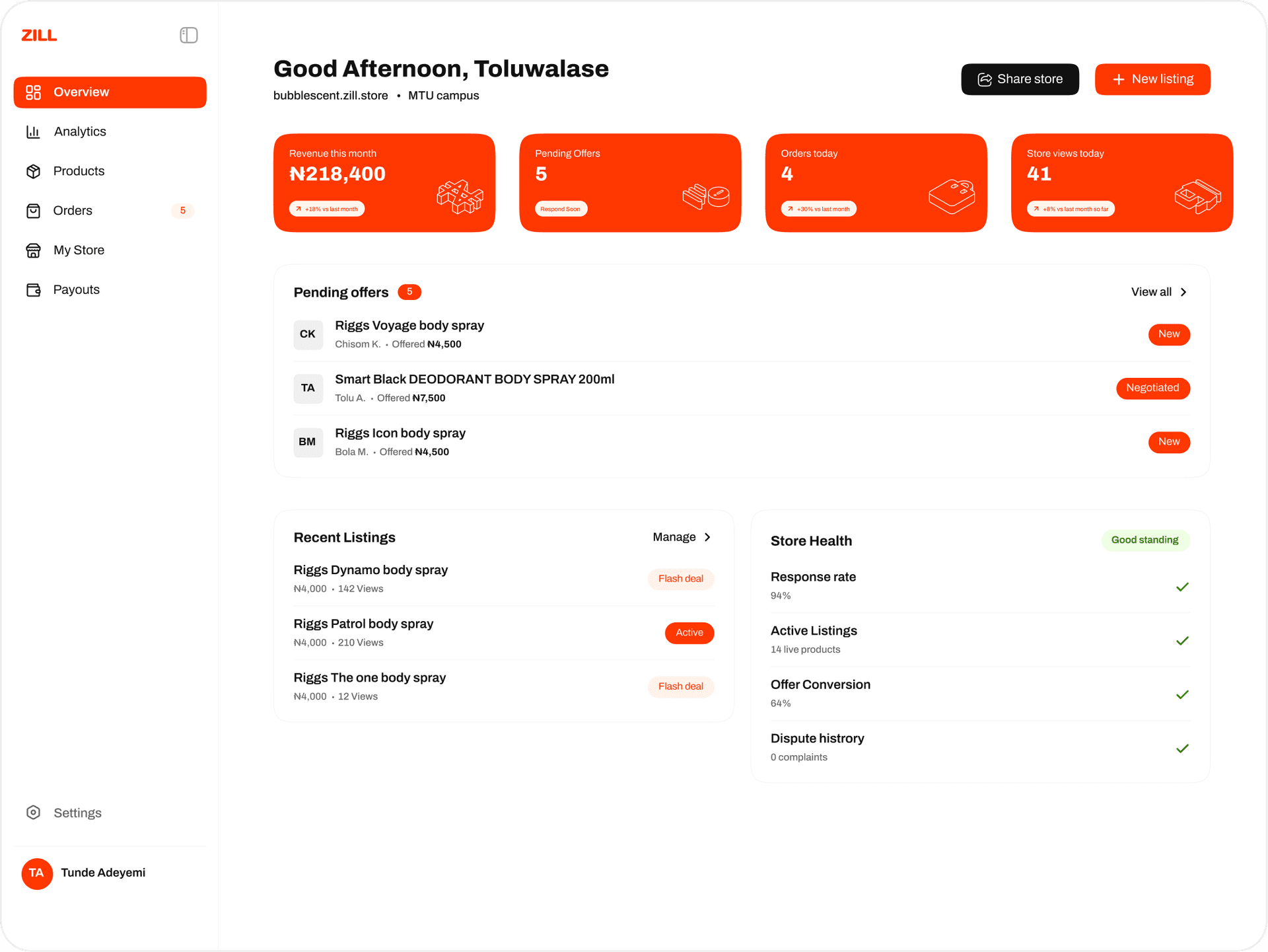 Zill app mockup